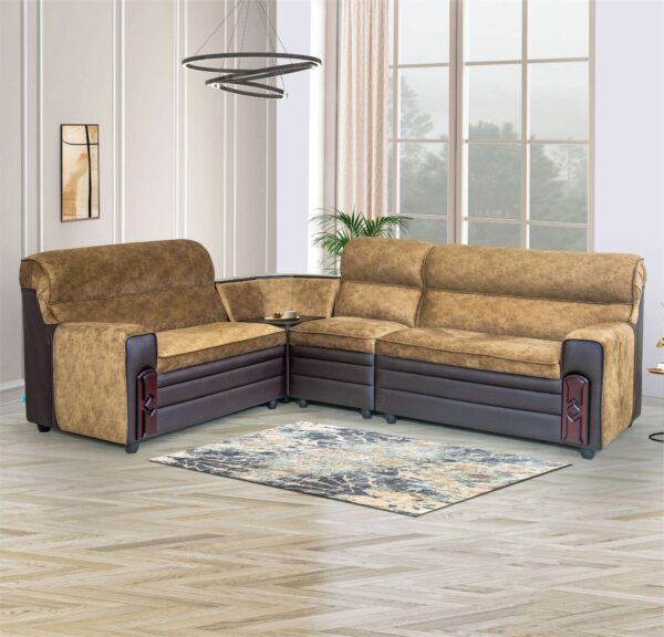 Knight Corner Sofa - Fabric and Leatherette