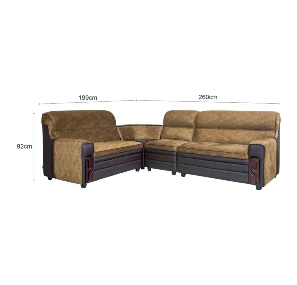 Knight Corner Sofa - Fabric and Leatherette - Image 5