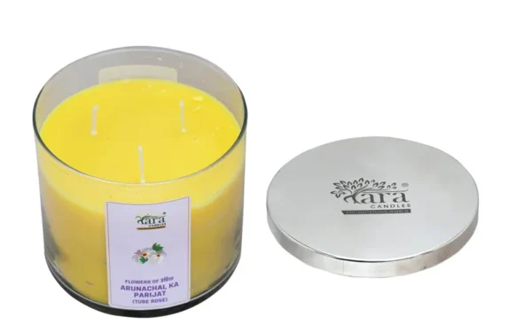 Arunachal Ki Parijat Scented Candle in Clear Glass Jar - Image 3