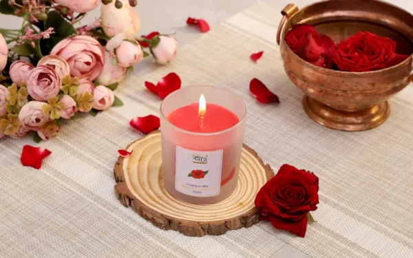 Gwalior Ka Gulab Frosted Aromatic Candle in Glass Jar - Image 2